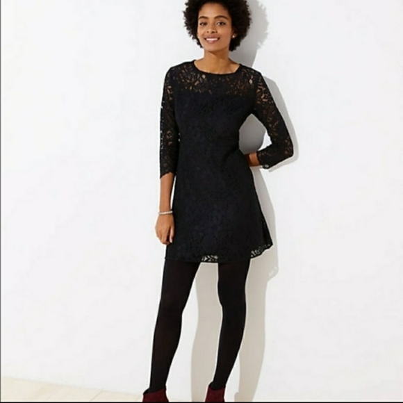LOFT Dresses & Skirts - Loft Ann Taylor Black Lace Sheath Dress Lined